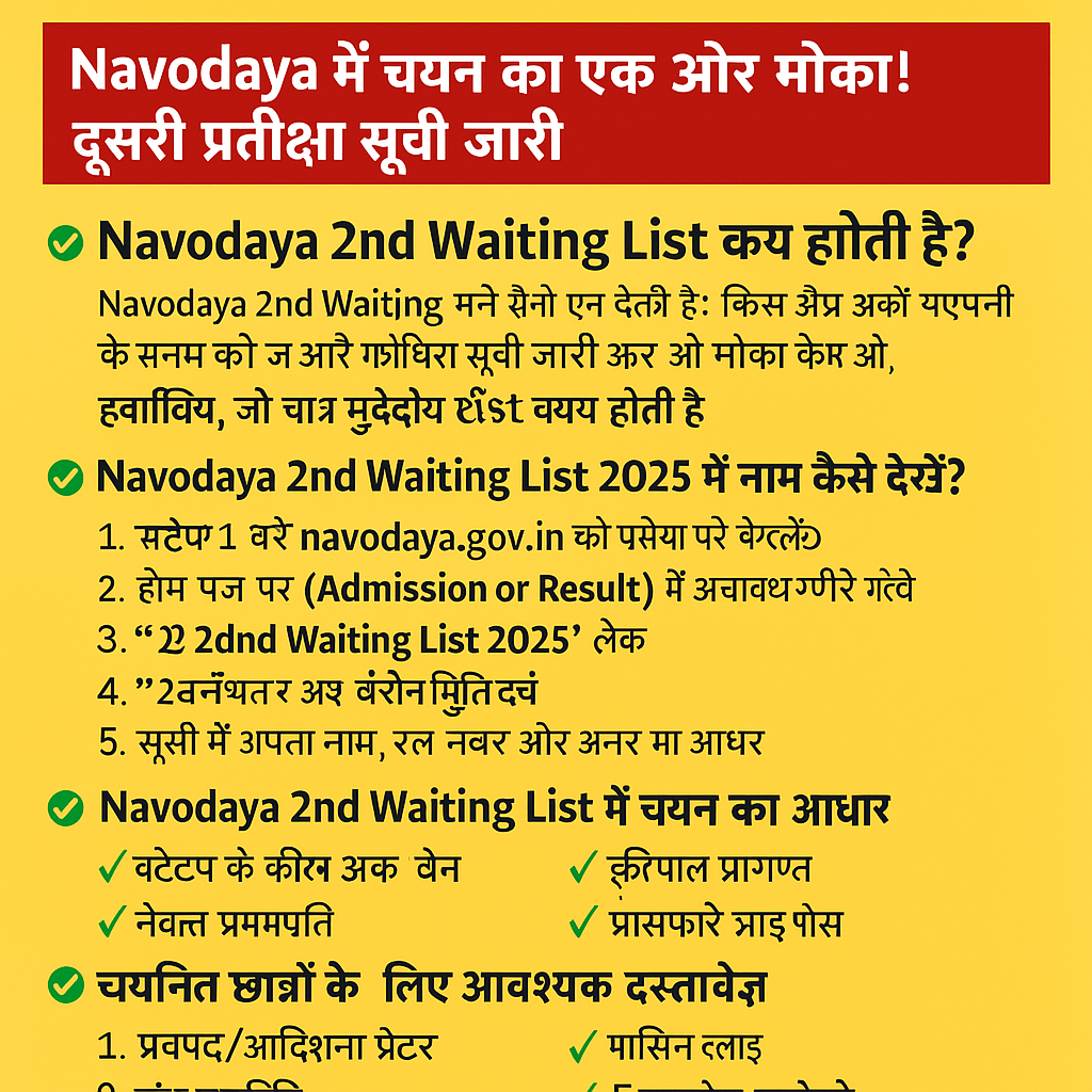 "Navodaya 2nd Waiting List: इन छात्रों का हुआ सिलेक्शन!"