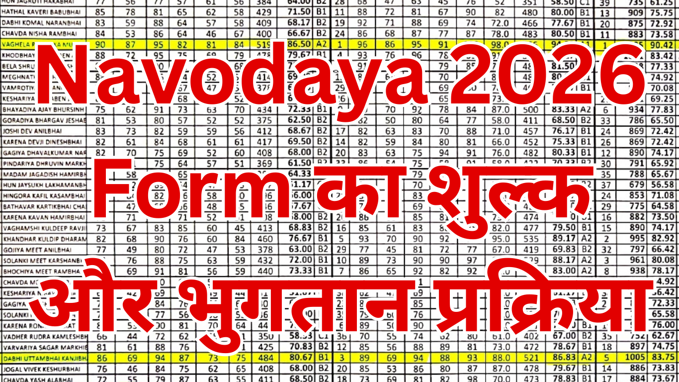 Navodaya 2026 Form का शुल्क और भुगतान प्रक्रिया