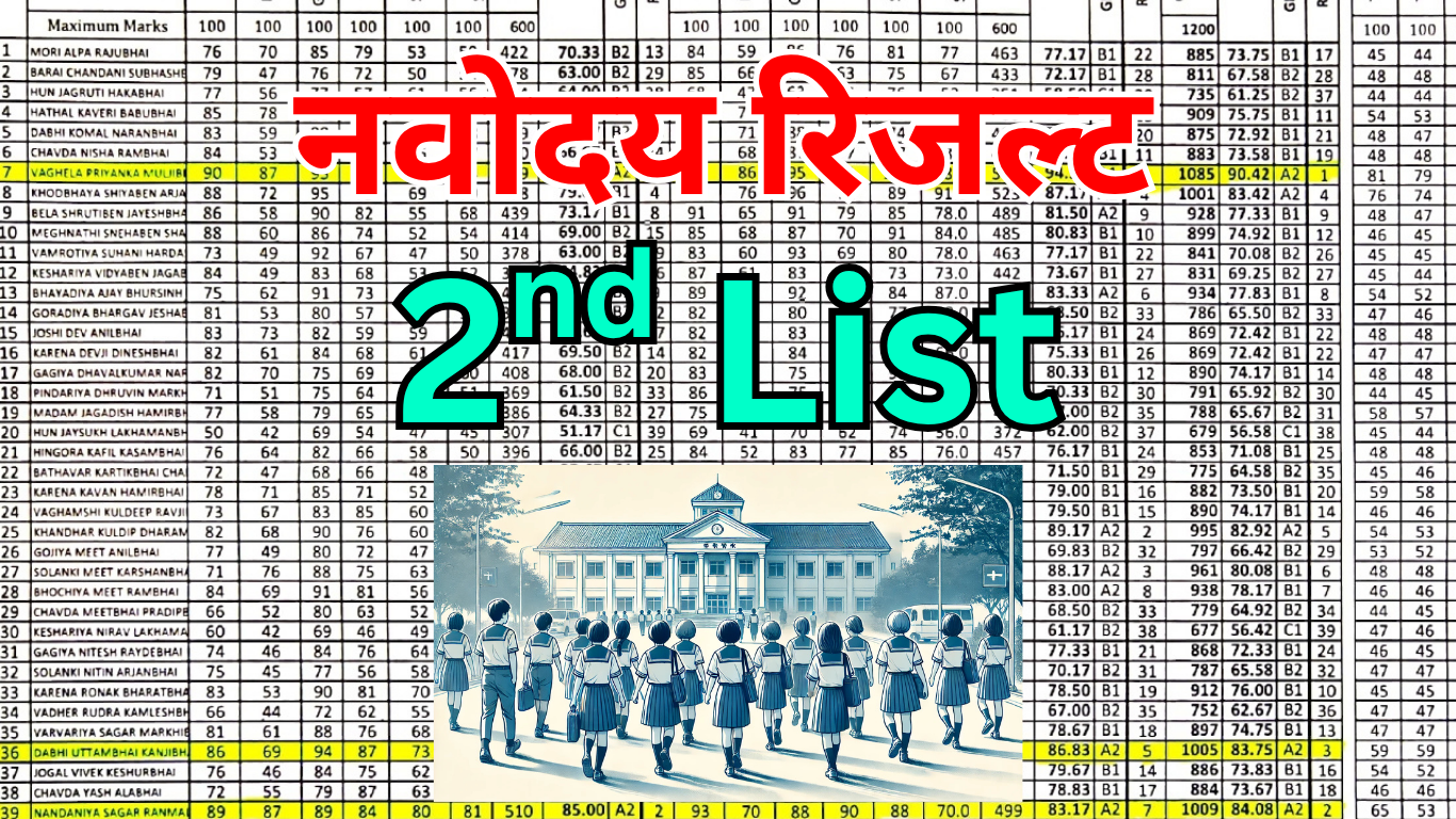 JNVST Second Merit List District Wise देखें