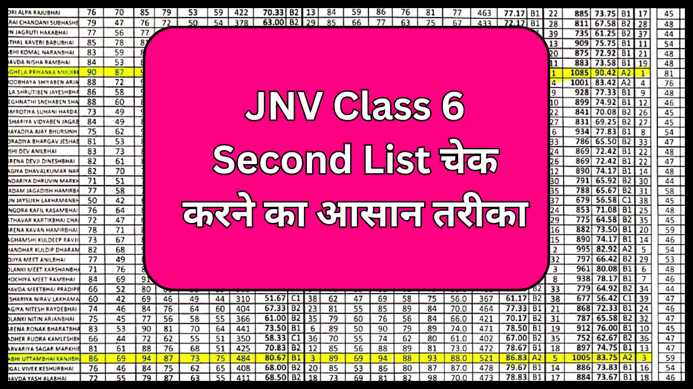JNV Class 6 Second List चेक करने का आसान तरीका