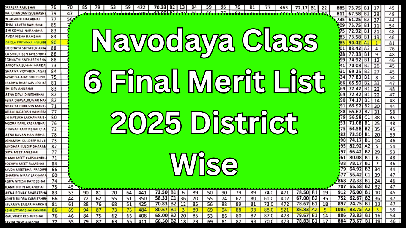 Navodaya Class 6 Final Merit List 2025 District Wise