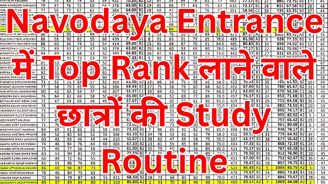 Navodaya Entrance में Top Rank लाने वाले छात्रों की Study Routine