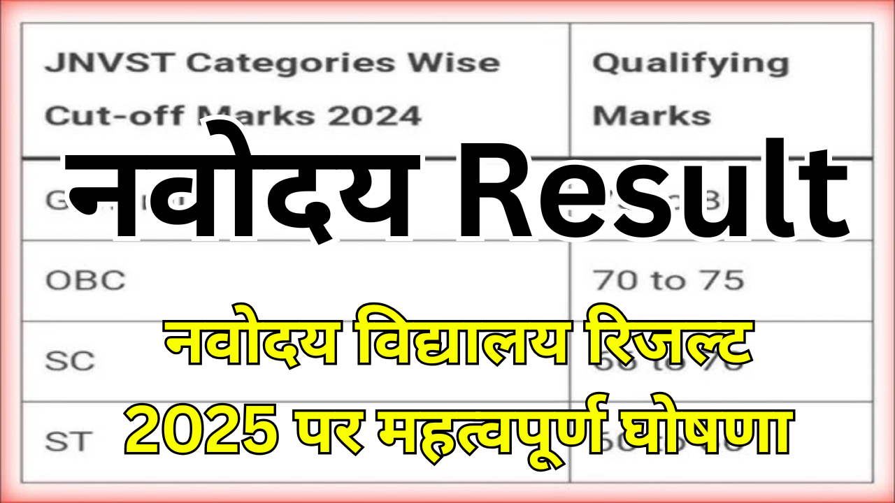 नवोदय रिजल्ट 2025 – आज परिणाम आने की संभावना