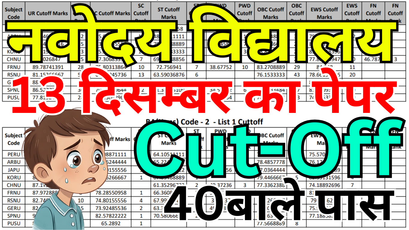 Navodaya Cut Off जारी – Previous Year से तुलना
