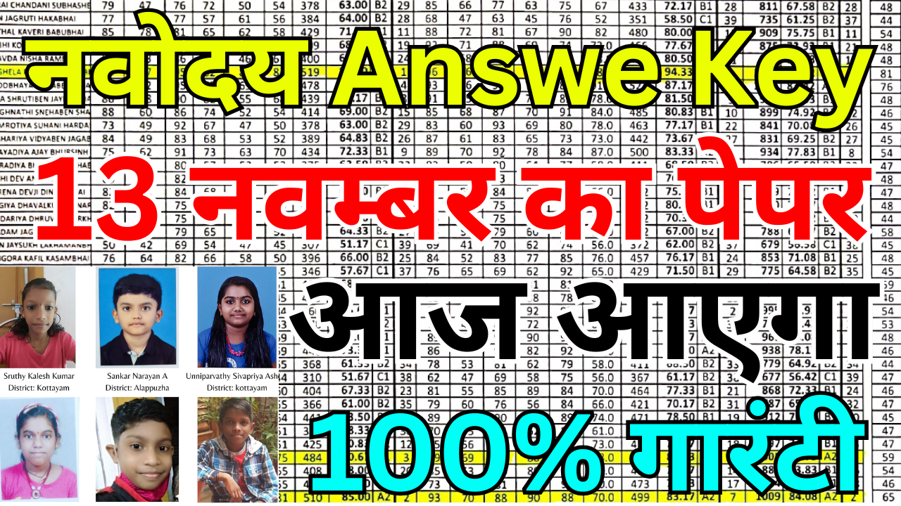 Navodaya Entrance Exam Answer Key 2025 Latest Update