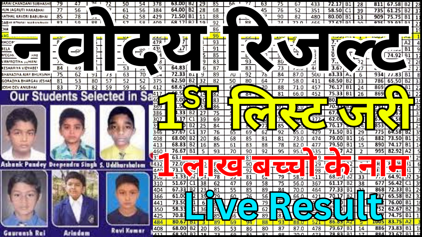 नवोदय पहली लिस्ट रिजल्ट 2026 आधिकारिक सूचना