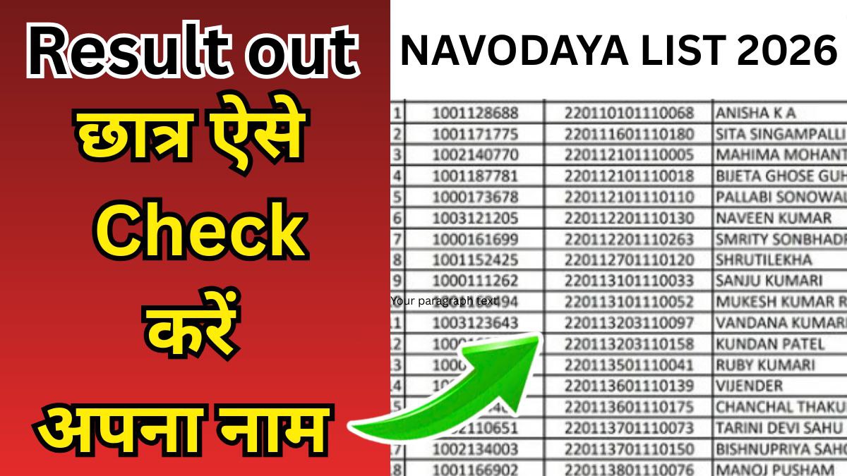 बधाई हो! नवोदय परिणाम 2026 जारी — चयन के बाद अब यह काम सबसे पहले करें वरना अटक सकता है एडमिशन
