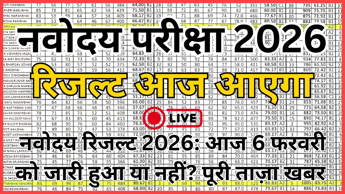 नवोदय रिजल्ट 2026: आज 6 फरवरी को जारी हुआ या नहीं? पूरी ताज़ा खबर