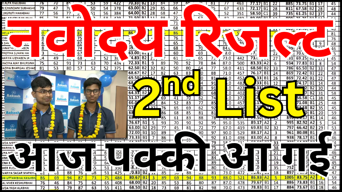 नवोदय दूसरी सूची में चयनित छात्रों की जानकारी